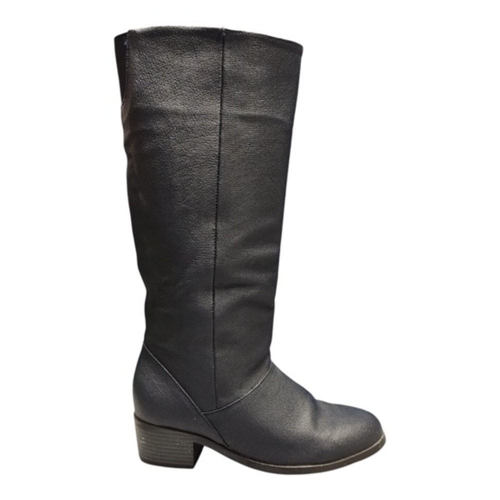 Bagatelle High Boots Womens US 6M Navy Upper Leather Rubber Sole Almond Toe